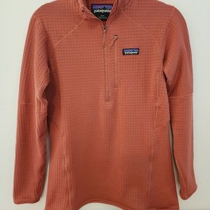 Womens Patagonia R1 Air-Zip Neck, Color: Burl Red, Size: Small